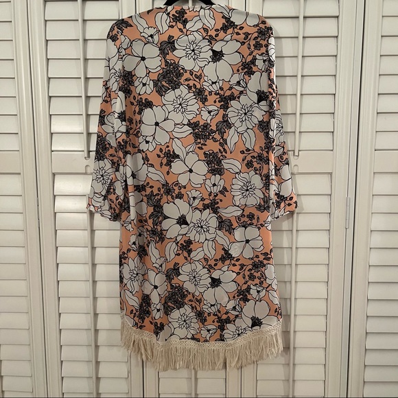 Zara trafaluc floral kimono with fringe - Picture 3 of 4